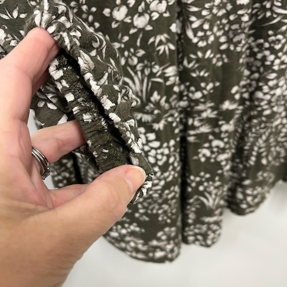 Lucky Brand Ivy Olive Green Silver Peasant Top Blouse Embroidered Women Plus 1X - Picture 9 of 11